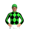 LIME GREEN, BLACK DIAMOND CHECKS, STRIPES SLEEVES, Green cap