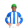 BLUE,WHITE STRIPES,BLUE SLEEVES,LIGHT BLUE ARMBANDS, Green cap