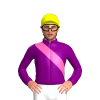 PURPLE, HOT PINK RIGHT SASH, Yellow cap