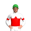 WHITE,RED HALVED,RED DIAMOND BAND,ARM BAND, Green cap