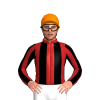 FIREBRICK , BLACK STRIPES, STRIPED SLEEVES, Orange cap