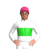WHITE, LIME GREEN BAND, Pink cap