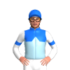 BLUE, LIGHT BLUE HALVES, LIGHT BLUE DIAMOND BAND, WHITE SLEEVES, BLUE ARMBAND, Blue cap