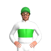 WHITE, LIME GREEN BAND, Green cap
