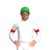 WHITE, RED SIX SPOTS, ARMBAND, Green cap