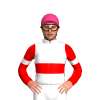 WHITE, RED DOUBLE BAND, RED SLEEVES, WHITE ARMBANDS, Pink cap
