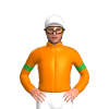 ORANGE, GREEN ARMBANDS, White cap