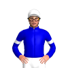MEDIUM BLUE, SLEEVES, WHITE ARMBANDS, White cap