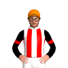 WHITE,RED STRIPES,BLACK SLEEVES,RED ARM BAND, Orange cap