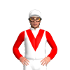 WHITE, RED V, RED SLEEVES, White cap