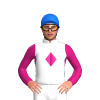 WHITE, MAGENTA DIAMOND BAND, MAGENTA SLEEVES, Blue cap
