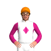 WHITE, MAGENTA DIAMOND BAND, MAGENTA SLEEVES, Orange cap