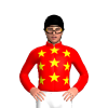 RED, YELLOW STARS, Black cap