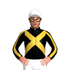 BLACK, GOLD CROSSED SASHES, BLACK SLEEVES, GOLD STRIPE, White cap