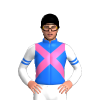 BLUE, HOT PINK CROSSED SASHES, WHITE SLEEVES, BLUE DOUBLE ARMBANDS, Black cap
