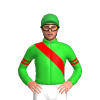 LIME GREEN, RED RIGHT SASH, LIME GREEN SLEEVES, RED DOUBLE ARMBANDS, Green cap