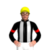 BLACK, SILVER STRIPES, BLACK SLEEVES,RED ARMBAND, Yellow cap