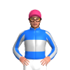 BLUE, SILVER BAND, STRIPED SLEEVES, Pink cap
