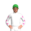 WHITE, HOT PINK FIVE STARS, WHITE SLEEVES, HOT PINK STARS, Green cap