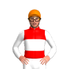 RED,WHITE BAND,SLEEVES, Orange cap