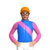 BLUE, HOT PINK RIGHT SASH, SLEEVES,PINK CAP