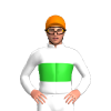 WHITE, LIME GREEN BAND, Orange cap