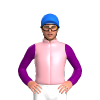 LIGHT PINK,PURPLE SLEEVES, Blue cap