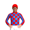 RED, BLUE CHECKS, BLUE SLEEVES, RED STRIPES, Red cap