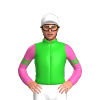 LIME GREEN, YELLOW FIVE STARS, HOT PINK SLEEVES, LIME GREEN DOUBLE ARMBAND, White cap